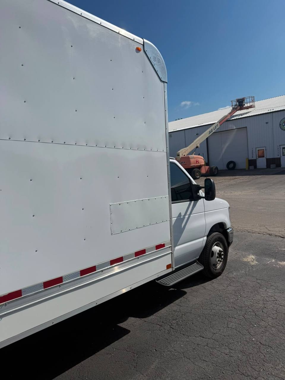 Box truck body panel after professional repair